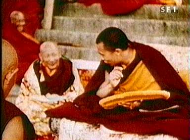 H H the Dalai Lama with the late H E Ling Rinpoche